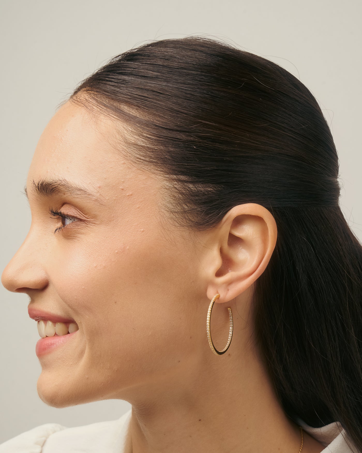 Nica Hoop Earrings White Topaz